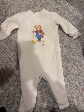 Ralph Lauren Cream Bear & Duck Embroidered Footie